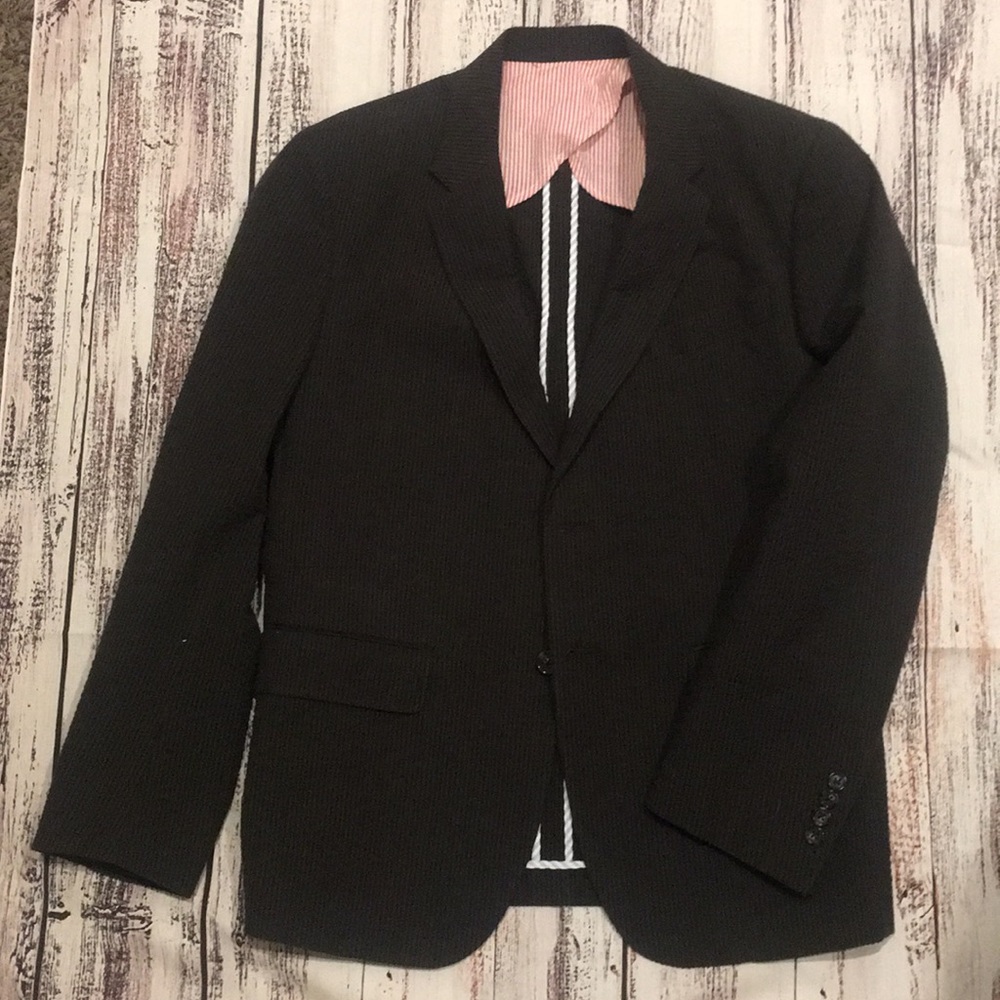 Brown and black pinstripe sports coat